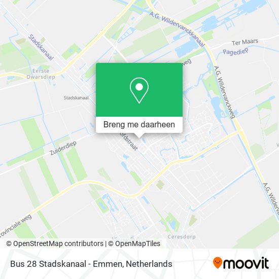 Bus 28 Stadskanaal - Emmen kaart
