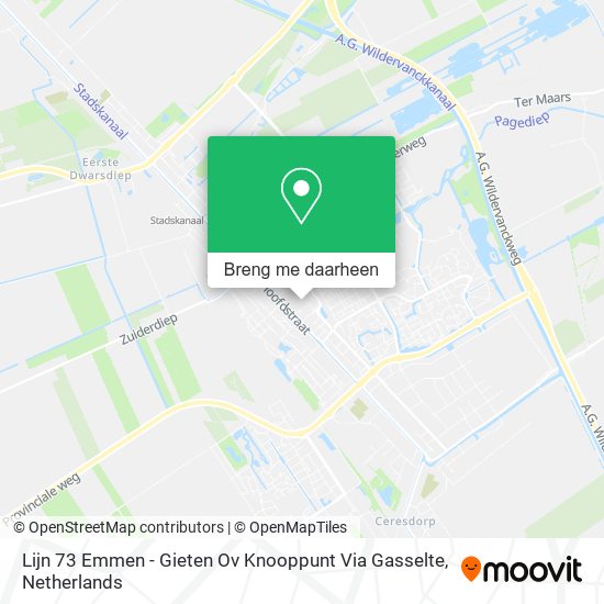 Lijn 73 Emmen - Gieten Ov Knooppunt Via Gasselte kaart