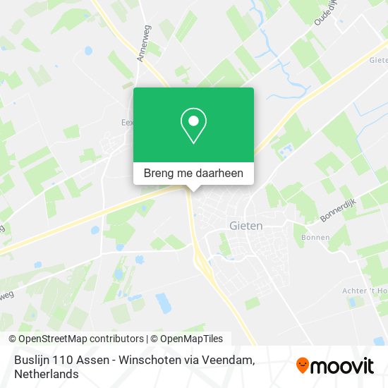 Buslijn 110 Assen - Winschoten via Veendam kaart