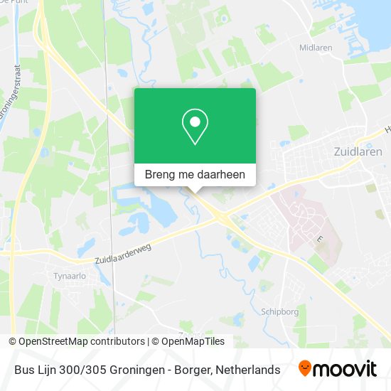 Bus Lijn 300 / 305 Groningen - Borger kaart