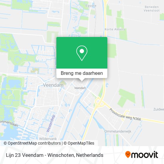 Lijn 23 Veendam - Winschoten kaart