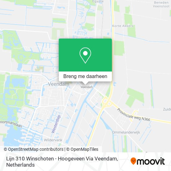 Lijn 310 Winschoten - Hoogeveen Via Veendam kaart
