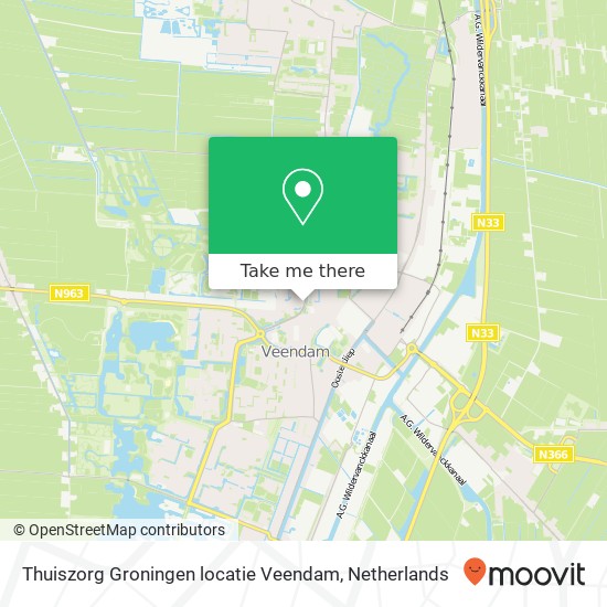 Thuiszorg Groningen locatie Veendam kaart