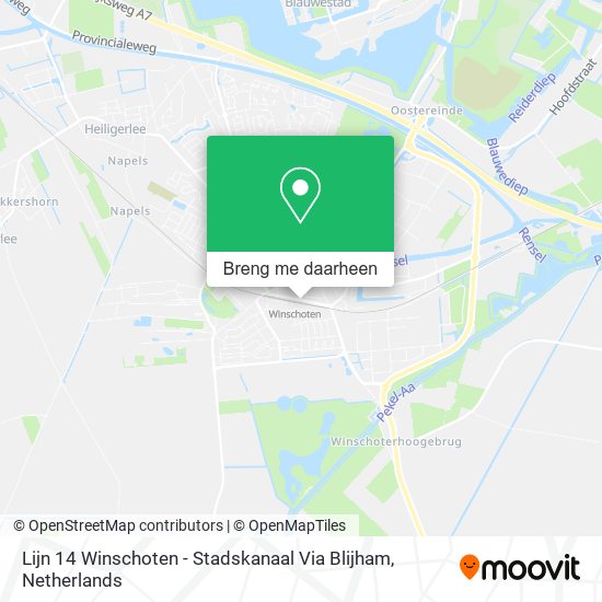 Lijn 14 Winschoten - Stadskanaal Via Blijham kaart