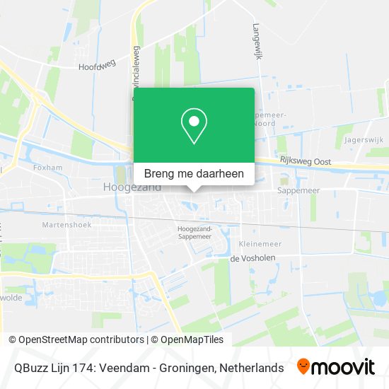 QBuzz Lijn 174: Veendam - Groningen kaart
