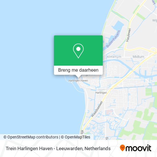 Trein Harlingen Haven - Leeuwarden kaart