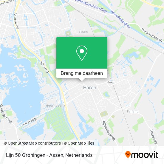 Lijn 50 Groningen - Assen kaart