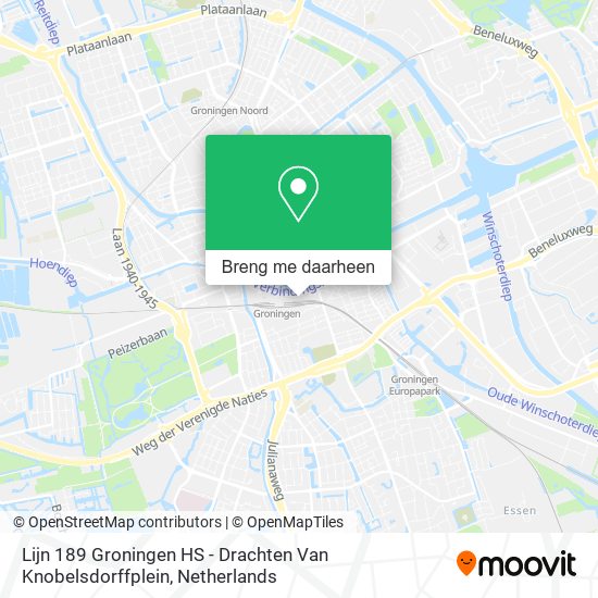Lijn 189 Groningen HS - Drachten Van Knobelsdorffplein kaart