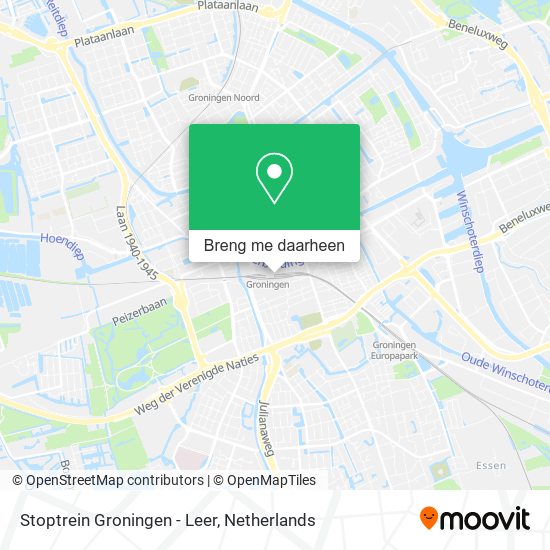 Stoptrein Groningen - Leer kaart