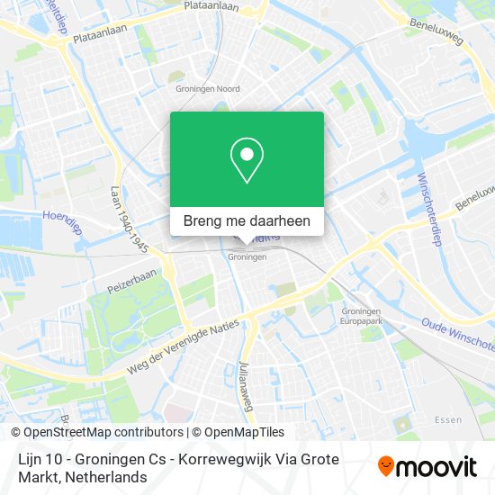 Lijn 10 - Groningen Cs - Korrewegwijk Via Grote Markt kaart