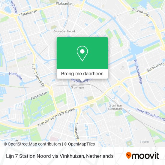 Lijn 7 Station Noord via Vinkhuizen kaart