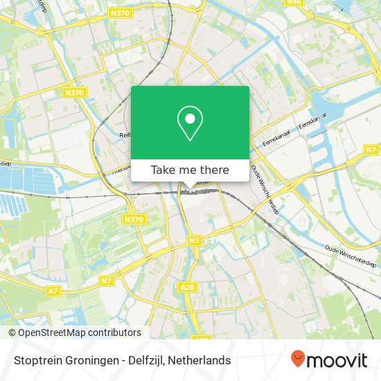 Stoptrein Groningen - Delfzijl kaart