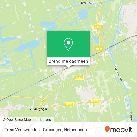 Trein Veenwouden - Groningen kaart