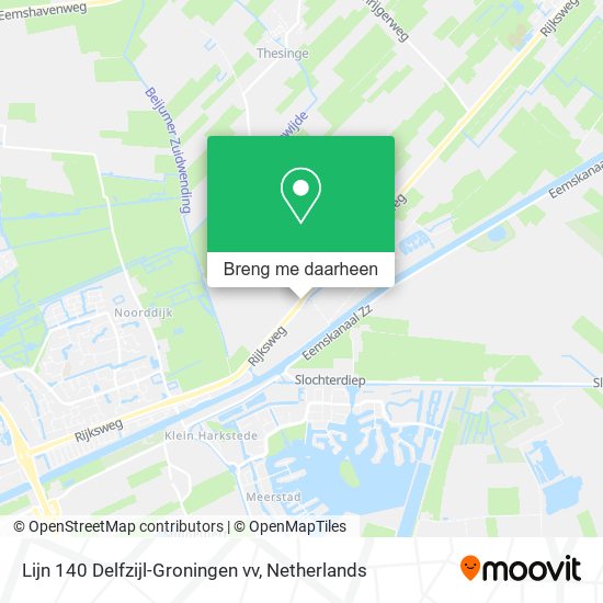 Lijn 140 Delfzijl-Groningen vv kaart