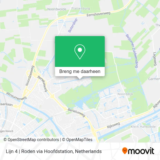 Lijn 4 | Roden via Hoofdstation kaart