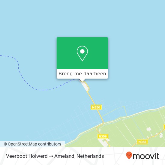 Veerboot Holwerd → Ameland kaart