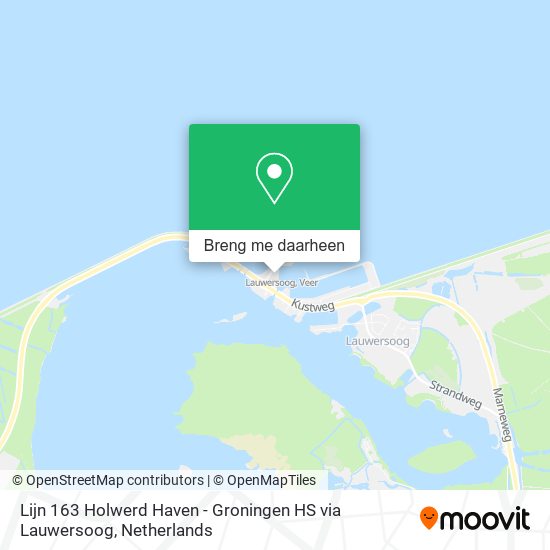 Lijn 163 Holwerd Haven - Groningen HS via Lauwersoog kaart