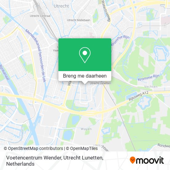 Voetencentrum Wender, Utrecht Lunetten kaart
