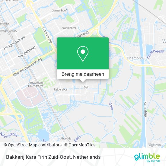 Bakkerij Kara Firin Zuid-Oost kaart