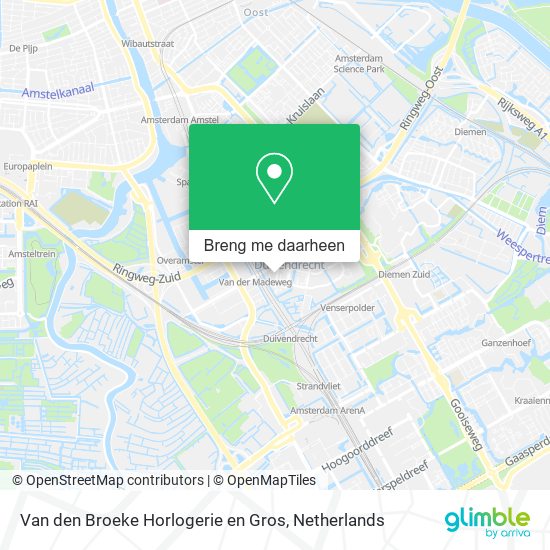 Van den Broeke Horlogerie en Gros kaart