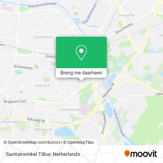 Sanitairwinkel Tilbur kaart