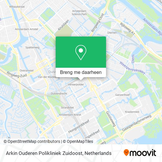 Arkin Ouderen Polikliniek Zuidoost kaart
