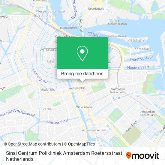 Sinai Centrum Polikliniek Amsterdam Roetersstraat kaart