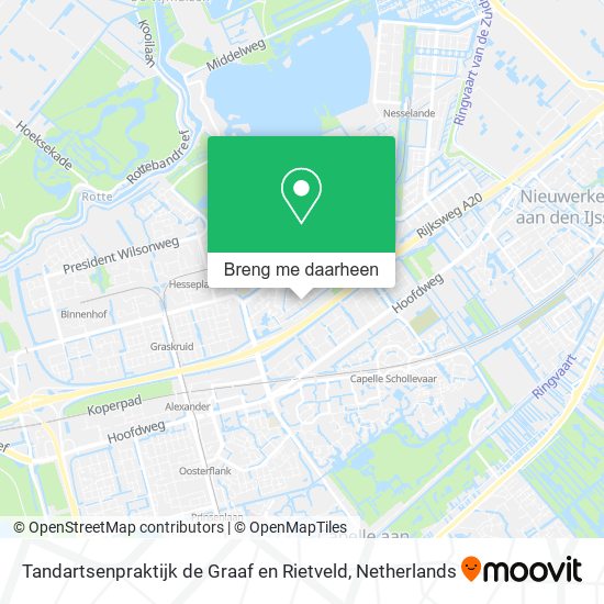 Tandartsenpraktijk de Graaf en Rietveld kaart