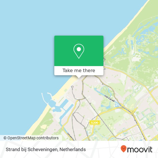 Strand bij Scheveningen kaart