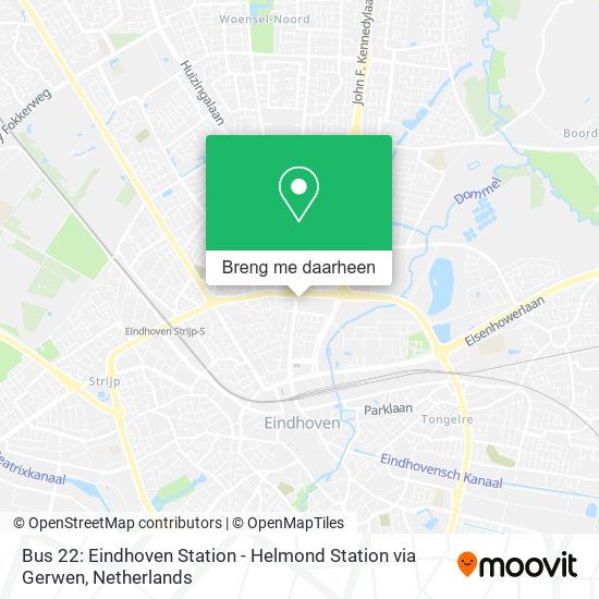 Bus 22: Eindhoven Station - Helmond Station via Gerwen kaart