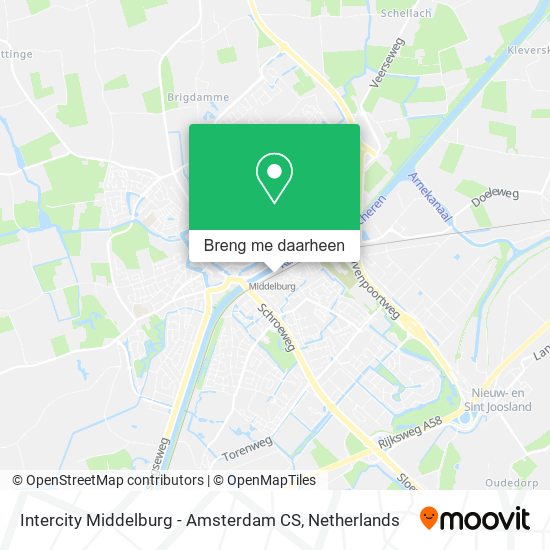 Intercity Middelburg - Amsterdam CS kaart