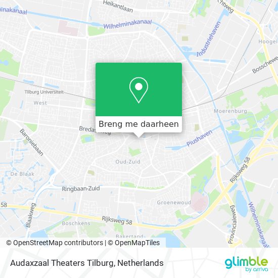 Audaxzaal Theaters Tilburg kaart