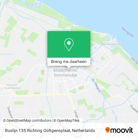 Buslijn 135 Richting Ooltgensplaat kaart