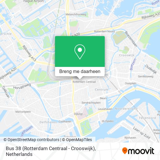 Bus 38 (Rotterdam Centraal - Crooswijk) kaart