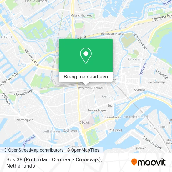 Bus 38 (Rotterdam Centraal - Crooswijk) kaart