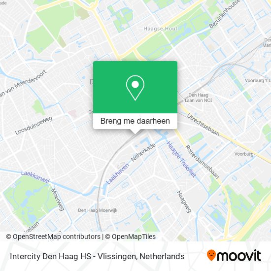 Intercity Den Haag HS - Vlissingen kaart