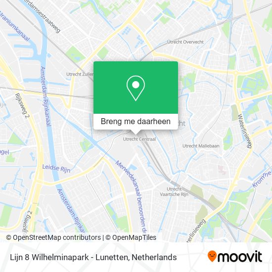 Lijn 8 Wilhelminapark - Lunetten kaart