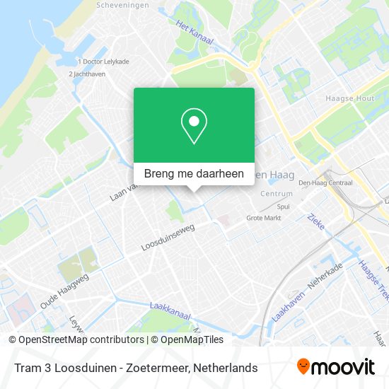 Tram 3 Loosduinen - Zoetermeer kaart
