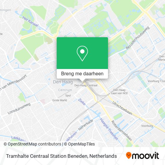 Tramhalte Centraal Station Beneden kaart