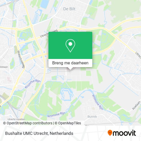 Bushalte UMC Utrecht kaart