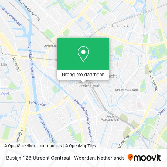 Buslijn 128 Utrecht Centraal - Woerden kaart