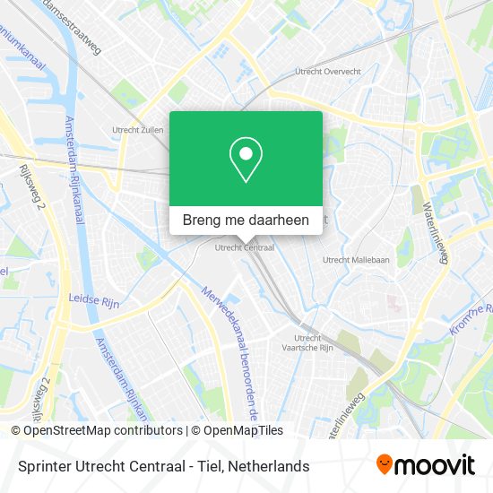 Sprinter Utrecht Centraal - Tiel kaart