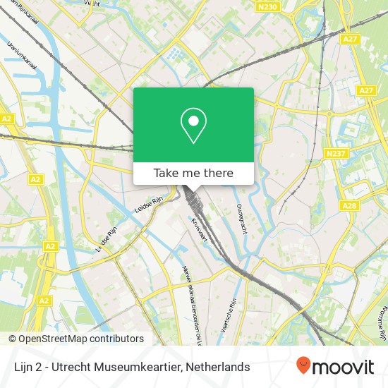Lijn 2 - Utrecht Museumkeartier kaart