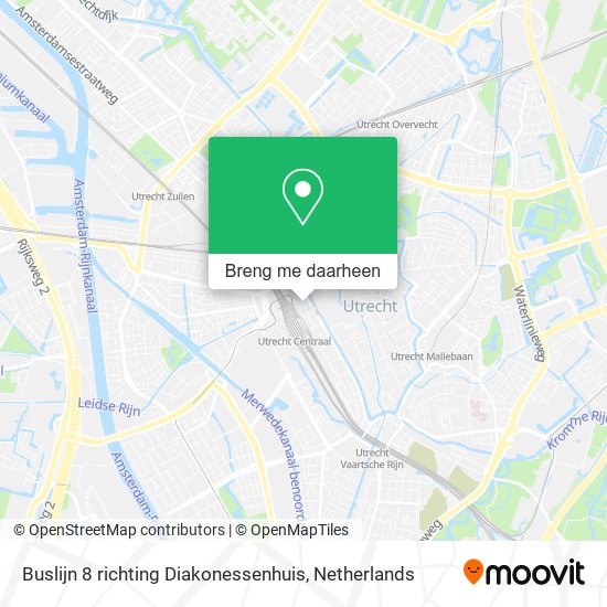 Buslijn 8 richting Diakonessenhuis kaart