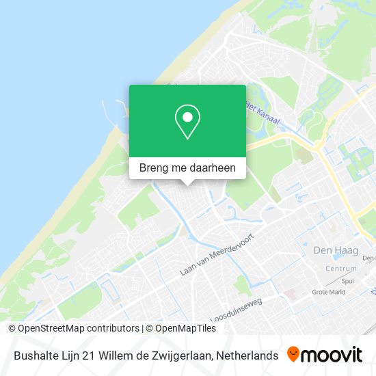 Bushalte Lijn 21 Willem de Zwijgerlaan kaart
