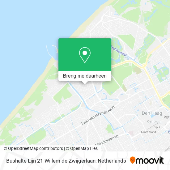 Bushalte Lijn 21 Willem de Zwijgerlaan kaart