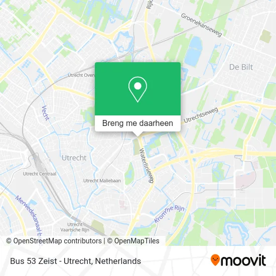 Bus 53 Zeist - Utrecht kaart