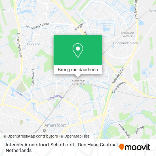Intercity Amersfoort Schothorst - Den Haag Centraal kaart