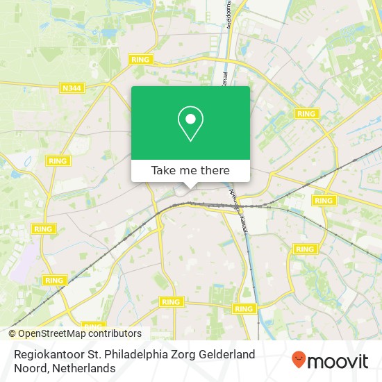 Regiokantoor St. Philadelphia Zorg Gelderland Noord kaart