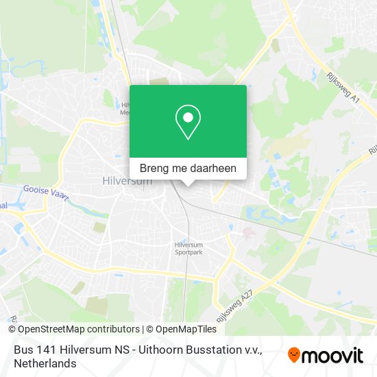 Bus 141 Hilversum NS - Uithoorn Busstation v.v. kaart